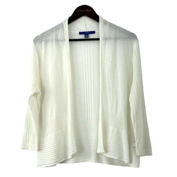 Apt. 9 Sweaters - Apt 9 Women White Open Front Knit Cardigan Sweater Lightweight MP Petite 1423R4